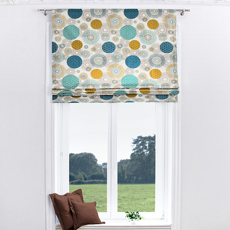 Sisustuskangas Puolipanama Ympyrät – sininen,  image number 7