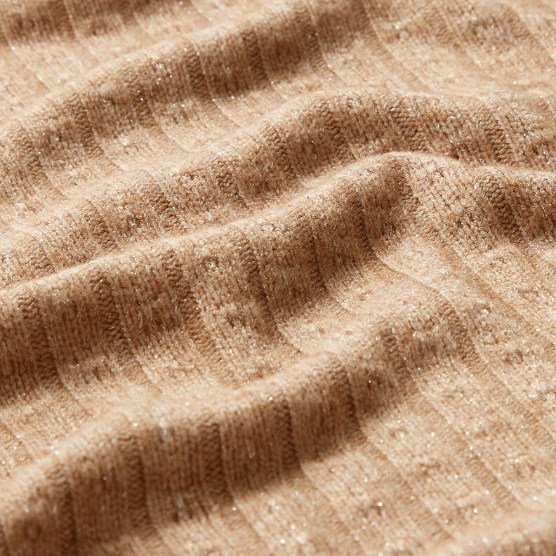 Neulekangas Ajour ylellisen kimaltelevilla raidoilla – vaaleanruskea,  image number 2