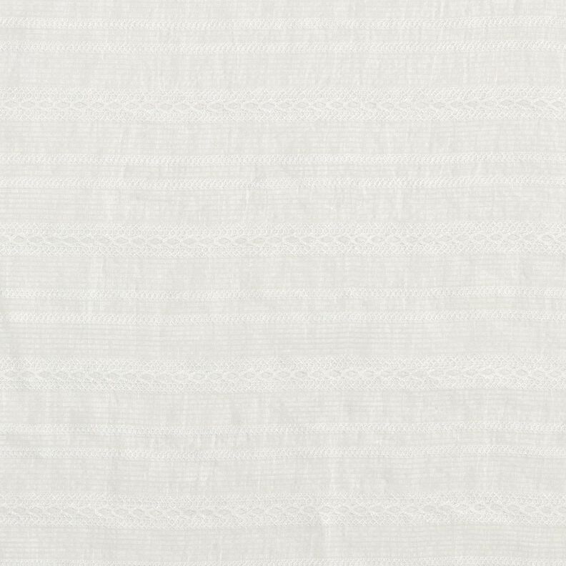 Kevyt paitapuserokangas Läpikuultavat raidat – valkoinen,  image number 1