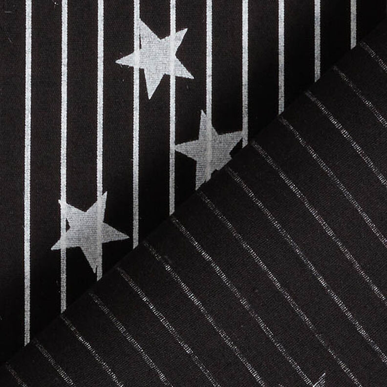 Puuvillapopliini Raidat & tähdet – musta/valkoinen,  image number 4