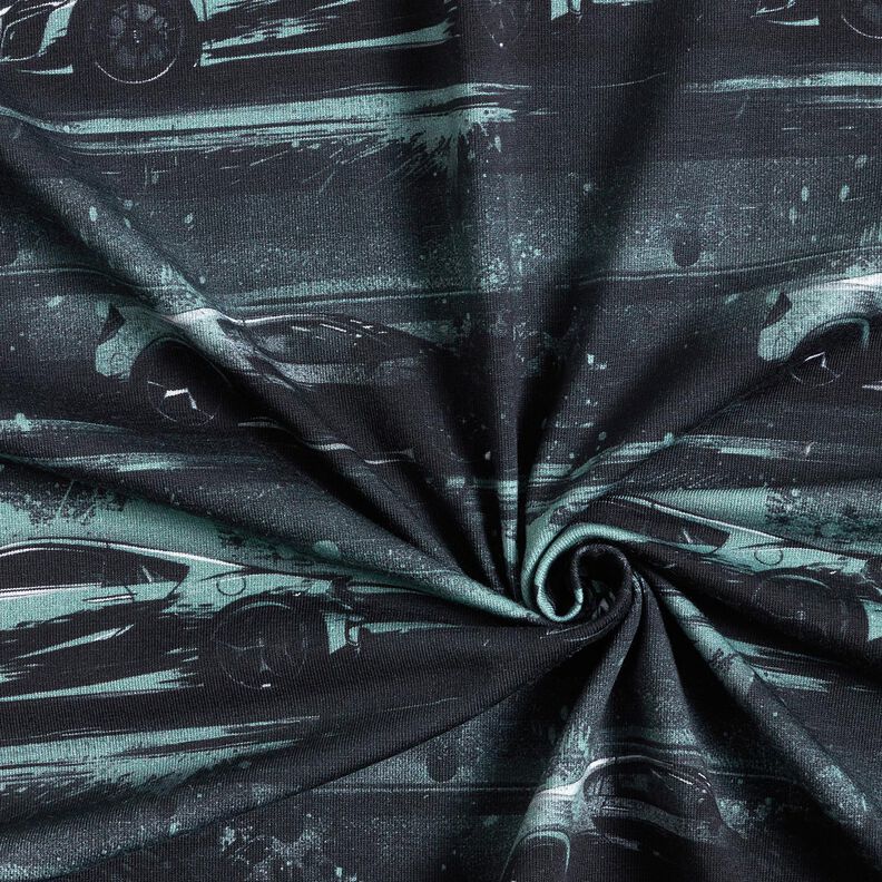 Puuvillajersey Kilpa-auto Digitaalipainatus – musta/helmenharmaa,  image number 3