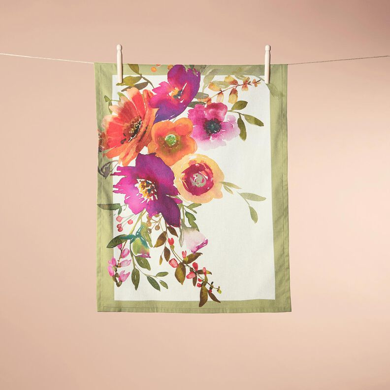 Koristepaneeli Trio Akvarellikukat – norsunluu/marja,  image number 7