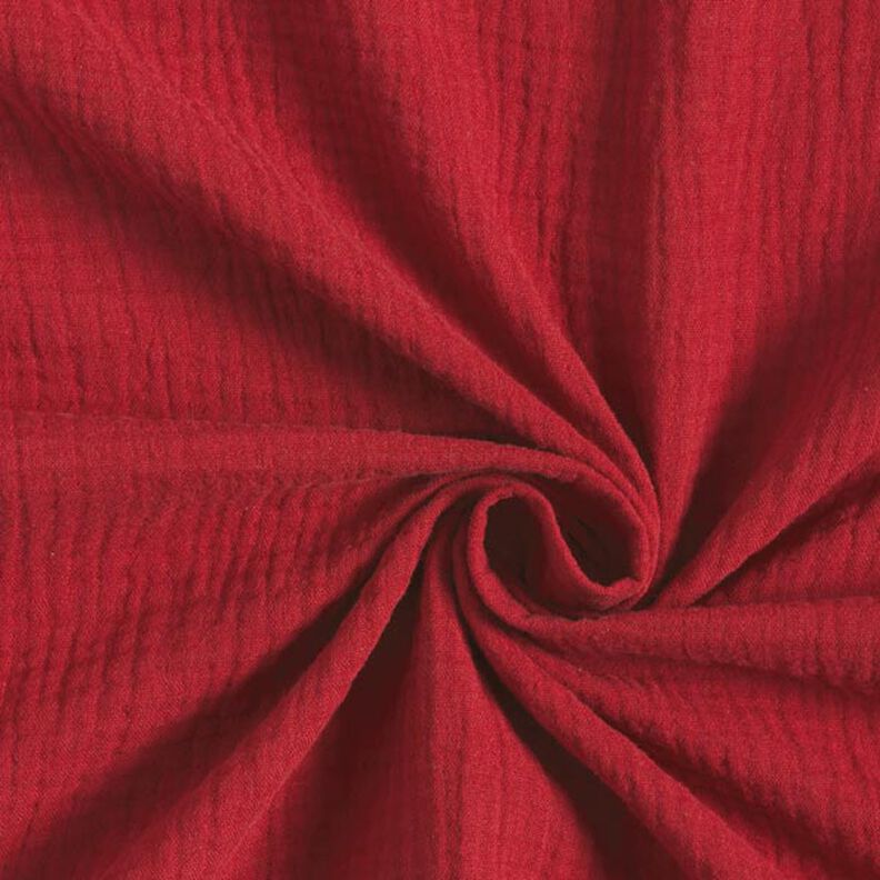 GOTS Musliini-/kaksikerroksinen kangas | Tula – bordeauxin punainen,  image number 1