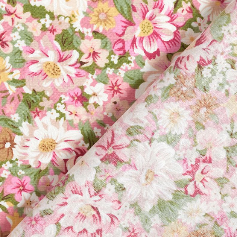 Puuvillapopliini Romanttiset kukat – roosa/beige,  image number 4