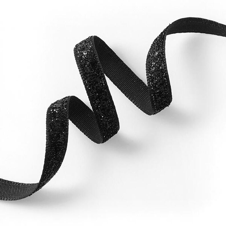 Samettinauha yksivärinen Metallic [10 mm] – musta,  image number 1