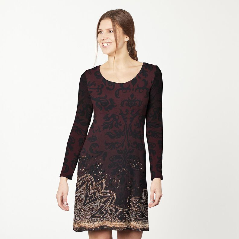 PuuvillajerseyReunuskangas Mandala ja kultaiset pilkut | Glitzerp&uuml;ppi &ndash; mustanruskea/kulta,  image number 6