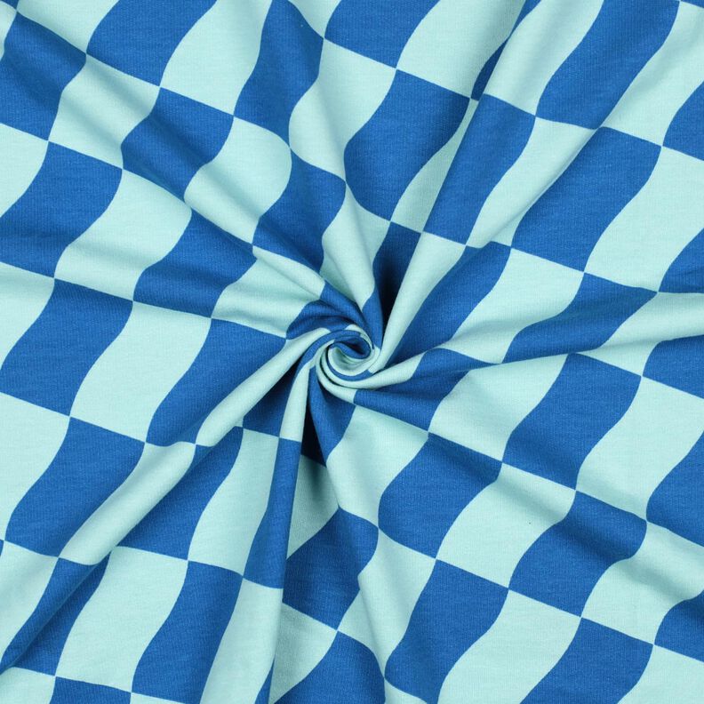 Soft Sweat Aaltoileva ruutu | Poppy Fabrics – kuninkaansininen/jäänsininen,  image number 3