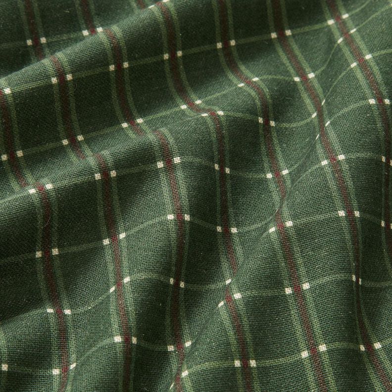 Sisustuskangas Puolipanama Tyylik&auml;s ruutu &ndash; kuusenvihre&auml;/karmiininpunainen,  image number 2