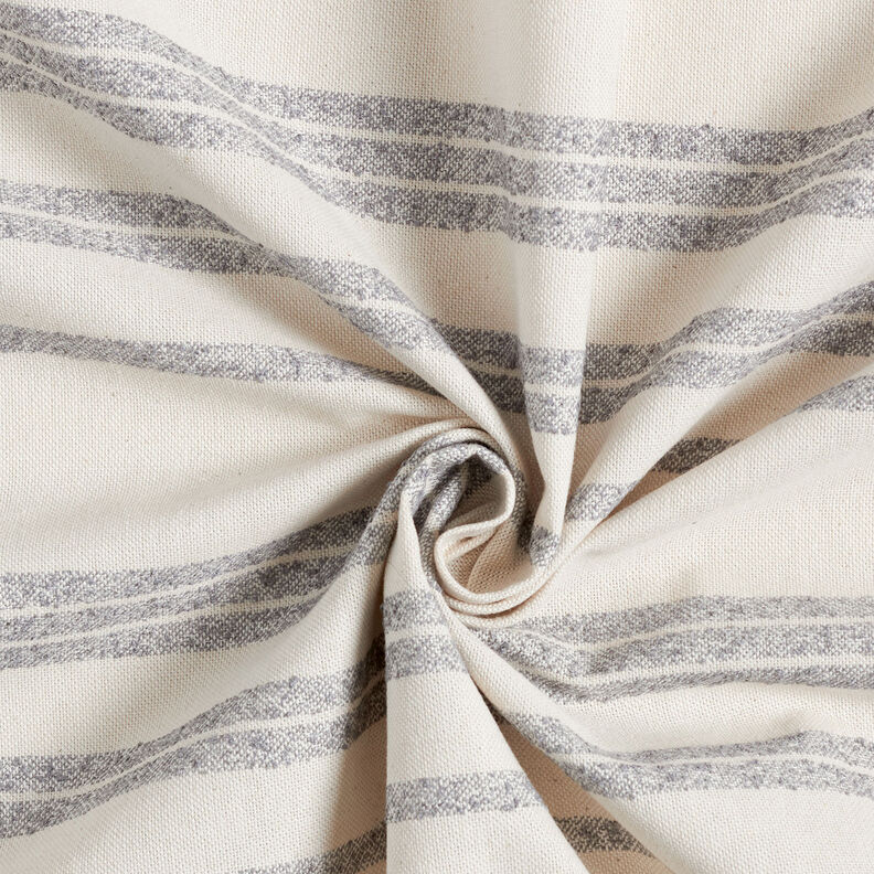 Sisustuskangas Puolipanama Kudotut raidat &ndash; ter&auml;ksen sininen/luonnonv&auml;rinen,  image number 4