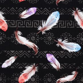 French Terry Boho Höyhenet | Glitzerpüppi  – musta/hummeri, 