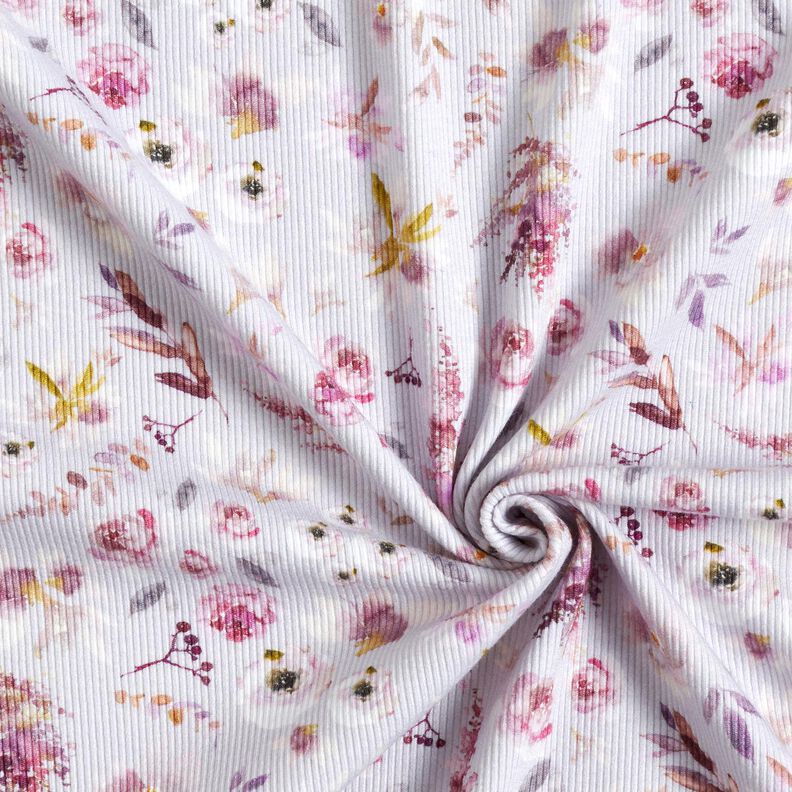 Ribbijersey Herkät luonnonkukat Digitaalipainatus – pastellisyreeni/punalila,  image number 3