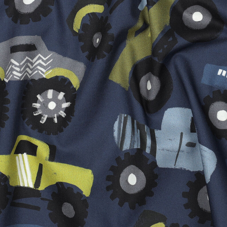 Puuvillapopliini hirviöautot | Poppy Fabrics – laivastonsininen,  image number 2