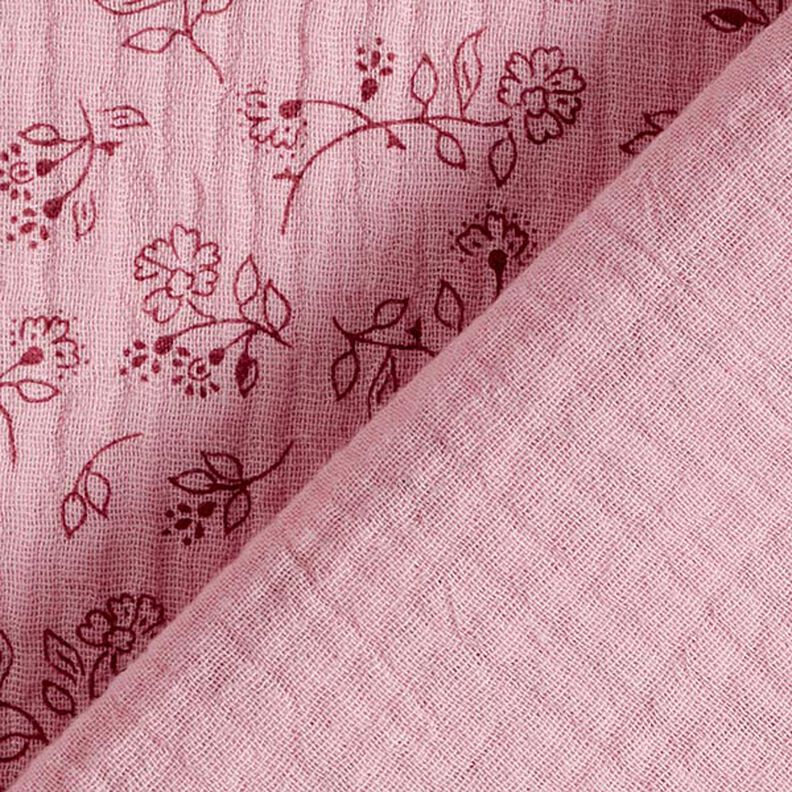 Musliini-/kaksikerroksinen kangas pienet kukkaköynnökset – roosa,  image number 4