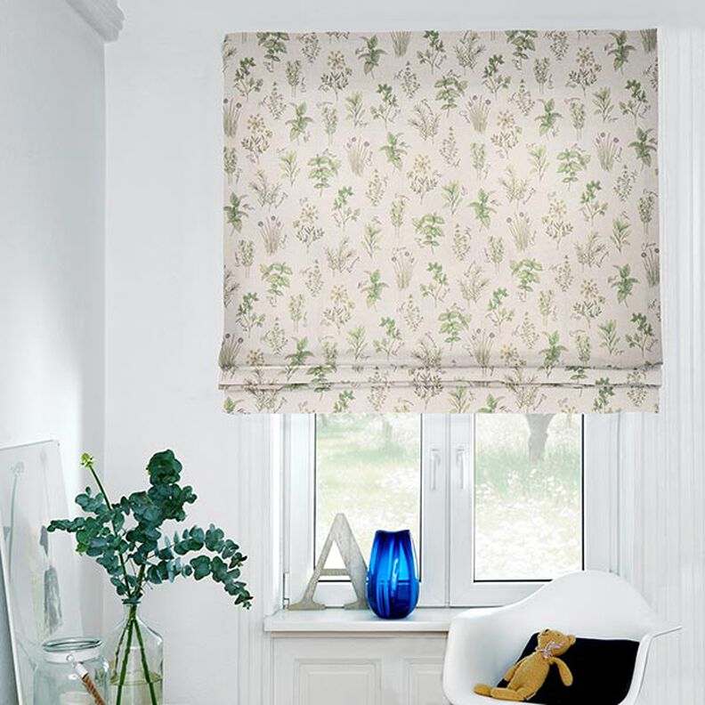 Sisustuskangas Puolipanama Yrtit – luonnonvärinen/vihreä,  image number 7