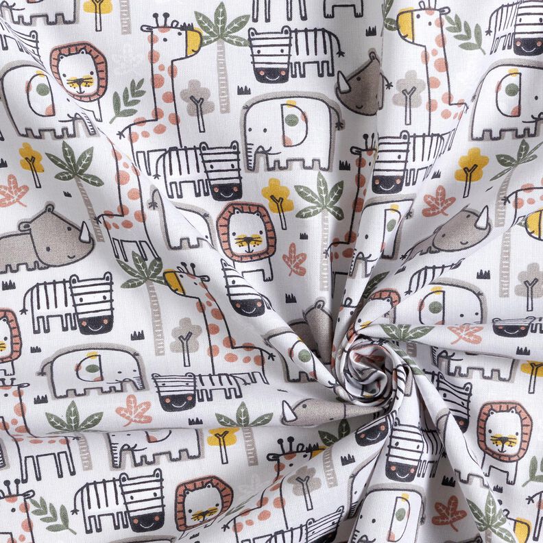 Puuvillakangas Kretonki Pienet villieläimet – hopeanharmaa,  image number 3