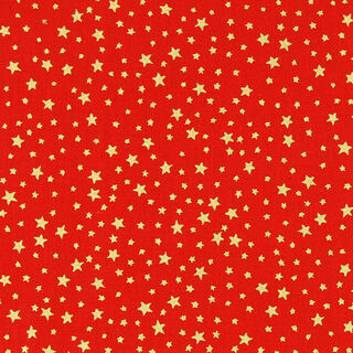 Puuvillakangas Kretonki jouluinen tähtitaivas pieni – punainen/kulta, 