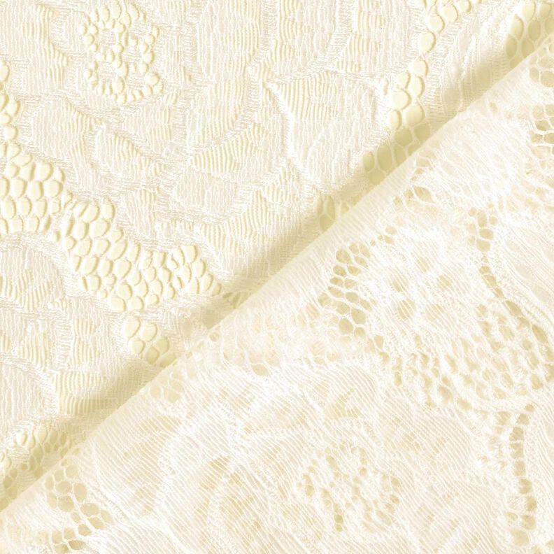 Joustava pitsi Kukinnot ja lehdet – villanvalkoinen,  image number 5