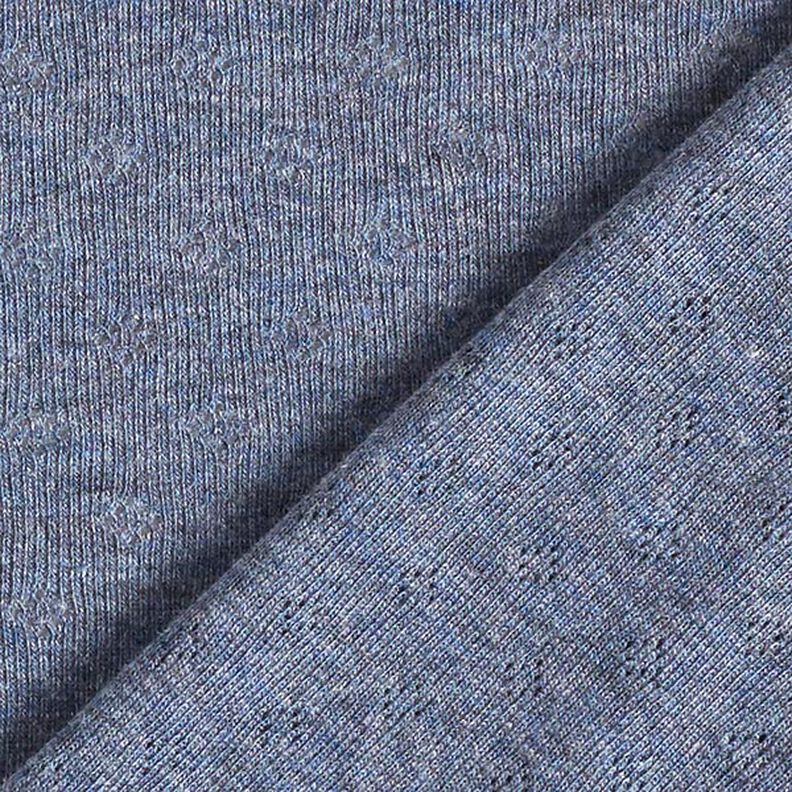 Hienoneulosjersey, jossa reikäkuvio Melange – farkunsininen,  image number 4