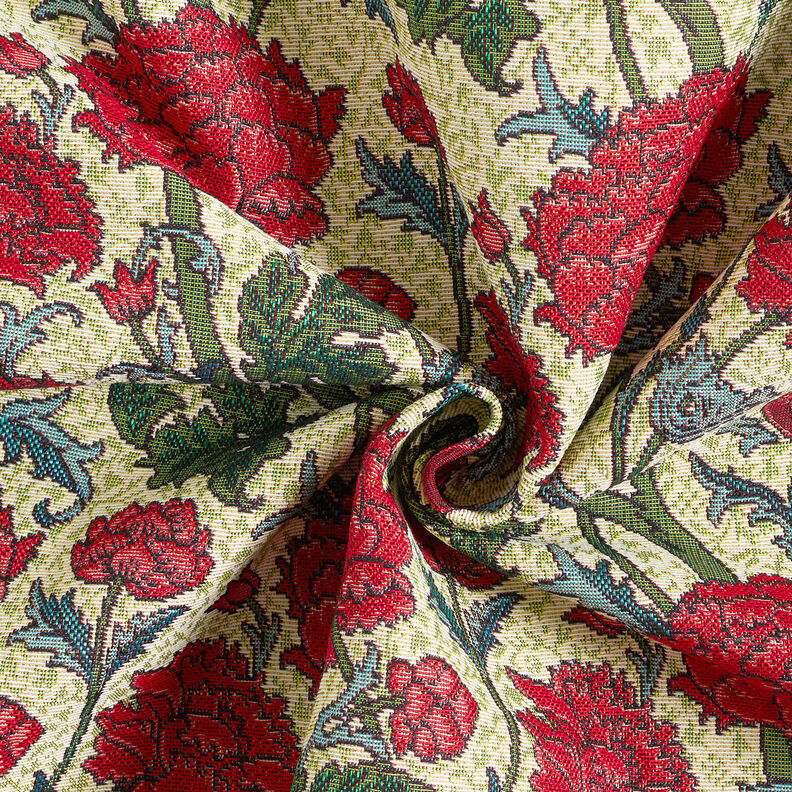 Sisustuskangas Gobeliini Taiteelliset pionit – vaalea beige/karmiininpunainen,  image number 4