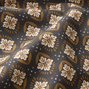 Puuvillakangas Kretonki Kukikkaat laatat &ndash; graniitti, 