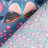 Puuvillakangas Kretonki Perhoset ja kukinnot – siniharmaa/pink,  thumbnail number 4
