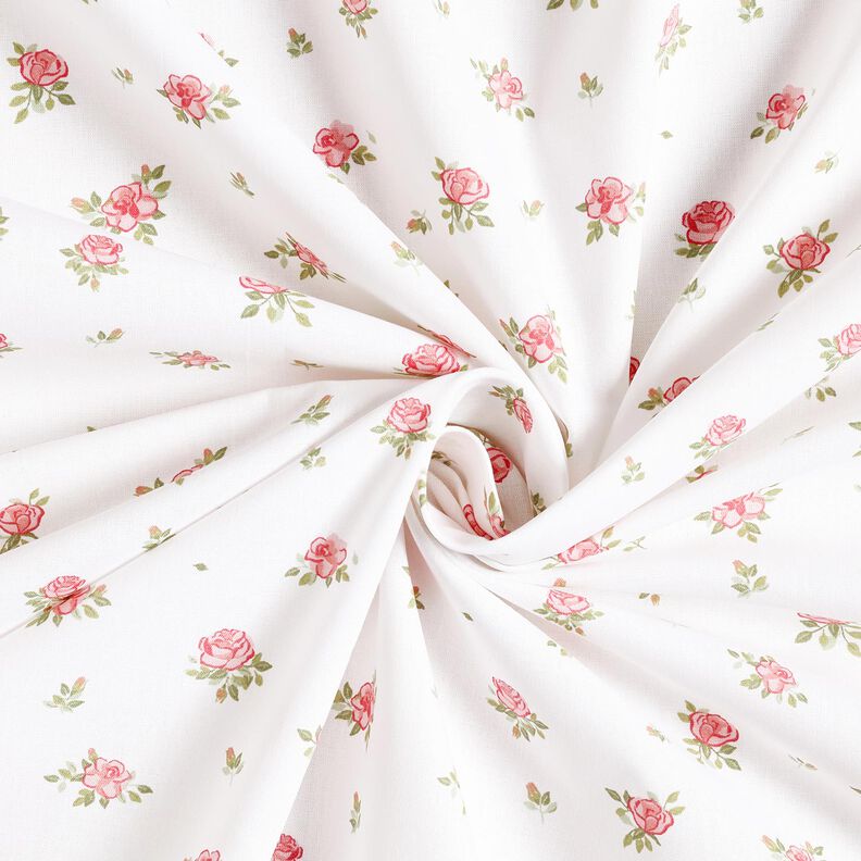 Puuvillapopliini Herkät ruusut – punainen/valkoinen,  image number 3