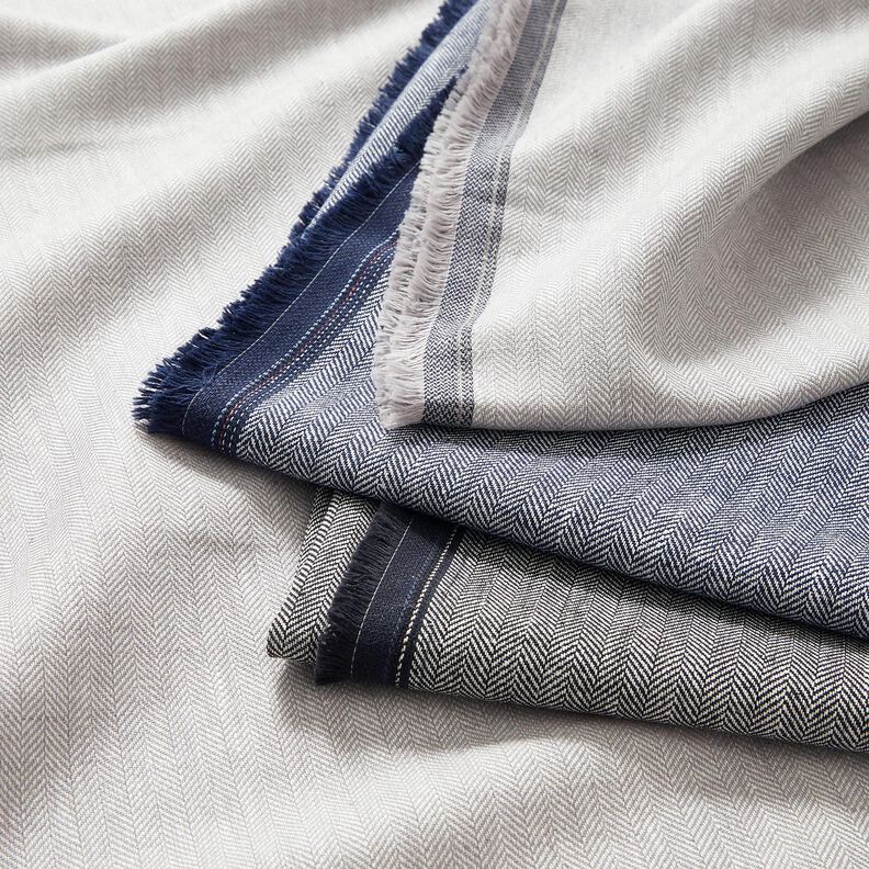 Pellava-puuvilla-sekoite Kalanruoto – musta,  image number 5