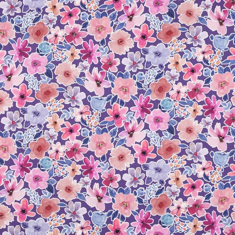 Puuvillapopliini Kukat | Poppy Fabrics &ndash; punalila,  image number 1
