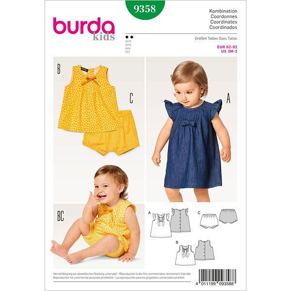 Vauvan mekko / paitapusero / pikkuhousut, Burda,  image number 1