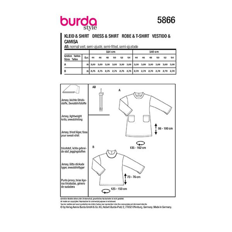 Plus-Size Mekko / Shirt | Burda 5866 | 44-54,  image number 9