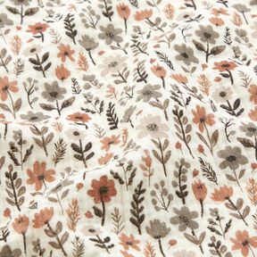 Musliini-/kaksikerroksinen kangas Syyskukat – villanvalkoinen, 