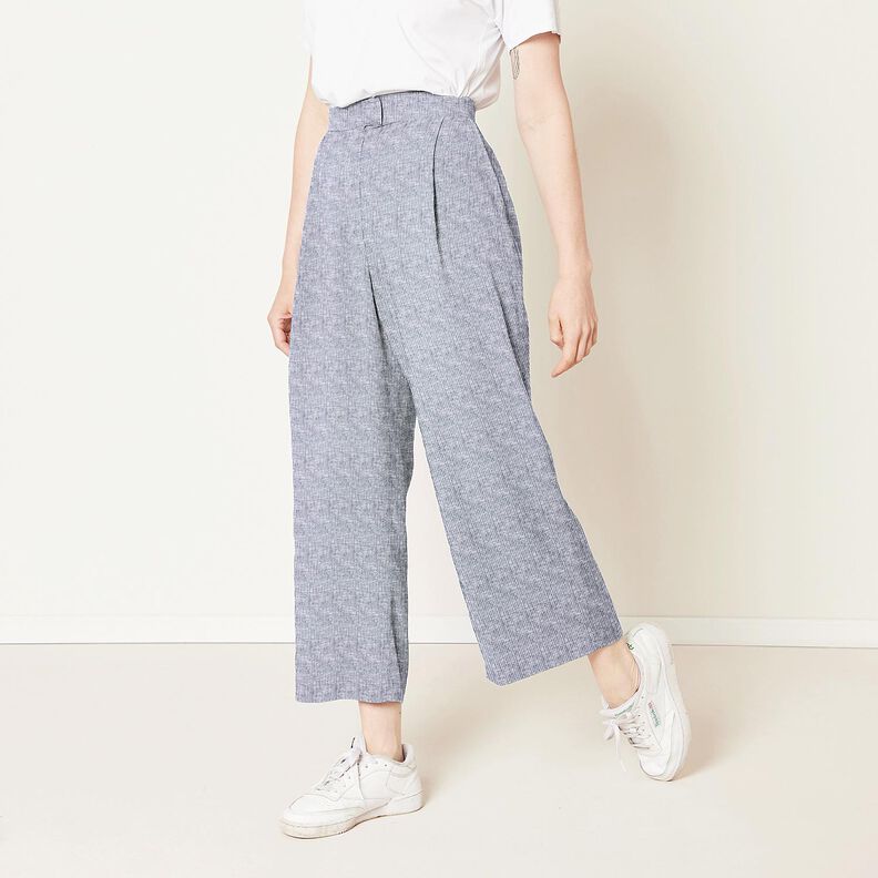 Pellava-puuvilla-sekoite Kapeat raidat – yönsininen/valkoinen,  image number 6