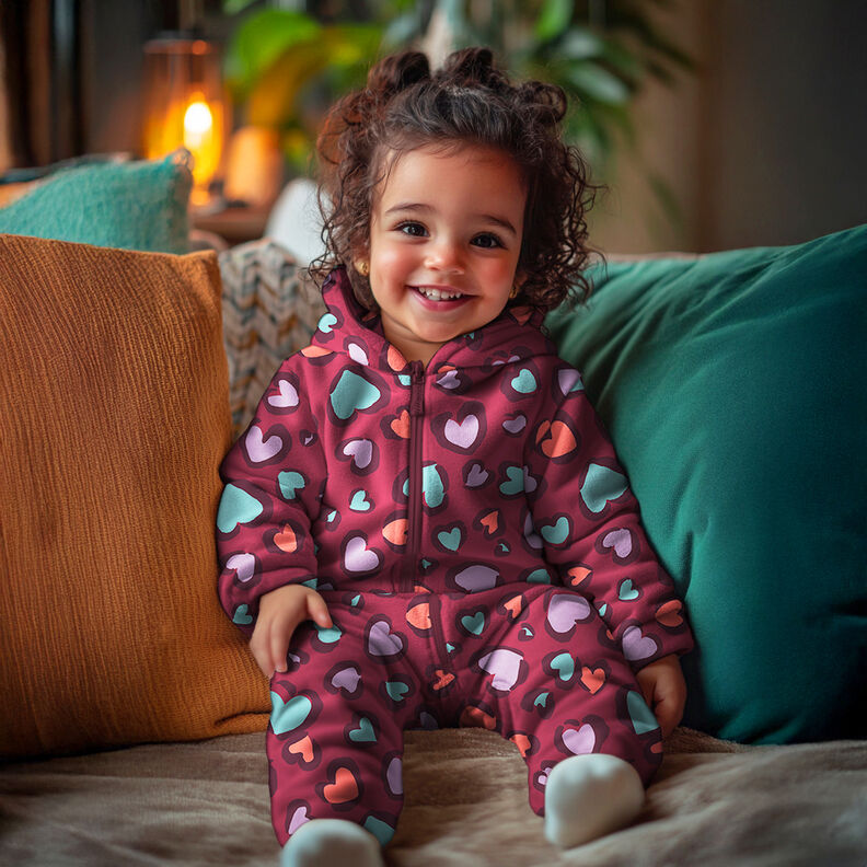 Collegekangas harjattu v&auml;rikk&auml;&auml;t syd&auml;met | Poppy Fabrics &ndash; vadelma,  image number 5