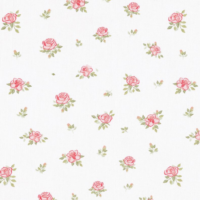 Puuvillapopliini Herkät ruusut – punainen/valkoinen,  image number 1