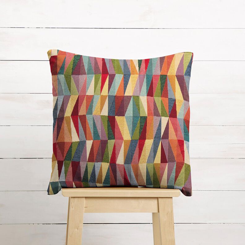 Sisustuskangas Gobeliini Graafinen siksak – vaalea beige/karmiininpunainen,  image number 7