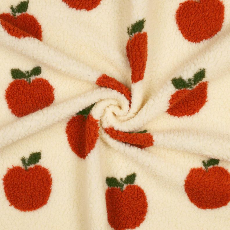 Teddyplyysi Omenat | Poppy Fabrics – villanvalkoinen/terrakotta,  image number 3