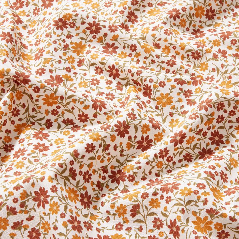 Puuvillapopliini Syyskukat &ndash; valkoinen/viininpunainen,  image number 2