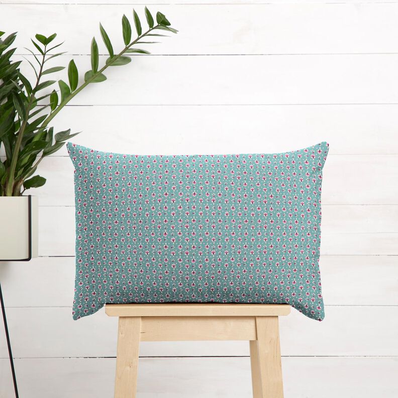 Puuvillakangas Popliini Pienet koristeet – mintunvihreä/pastellinvioletti – minttu/pastellivioletti,  image number 6