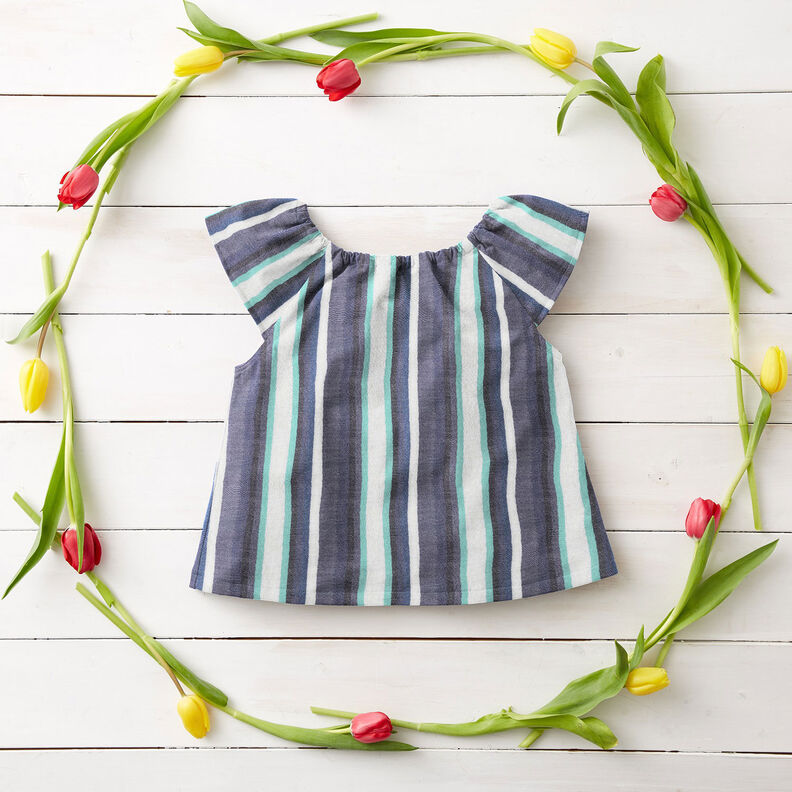 Musliini-/kaksikerroksinen kangas Lankav&auml;rj&auml;tyt raidat &ndash; indigo/j&auml;&auml;nsininen,  image number 6