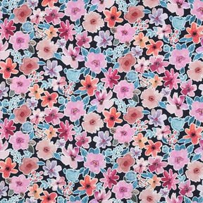 Puuvillapopliini Kukat | Poppy Fabrics – sinimusta, 