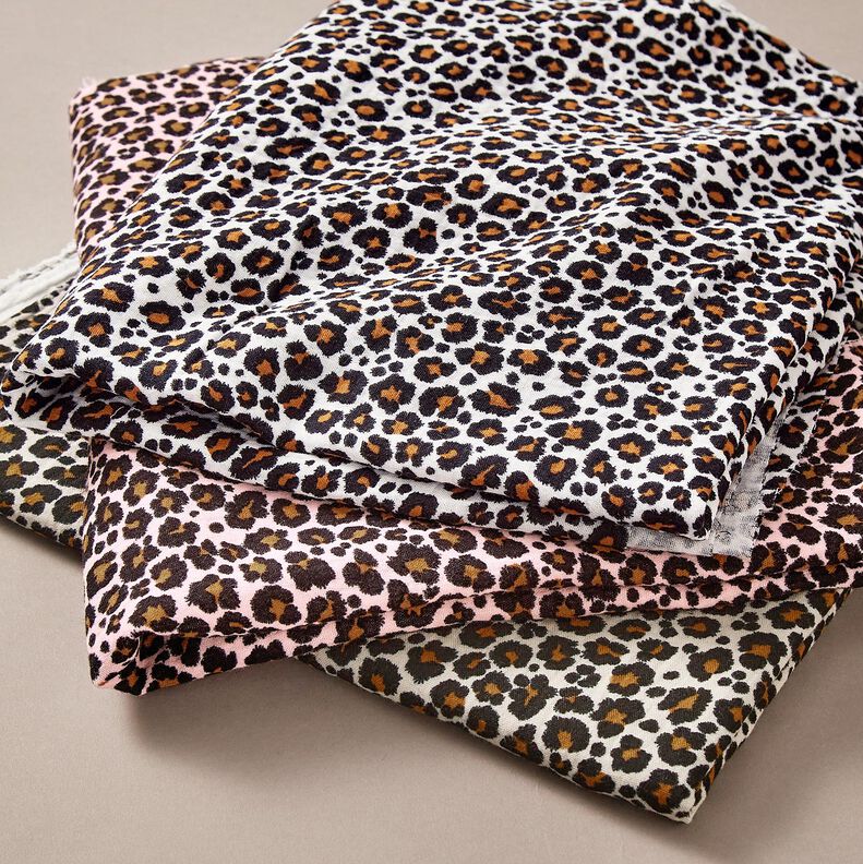 Musliini-/kaksikerroksinen kangas Leopardipainatus – ruusunpunainen/musta,  image number 5