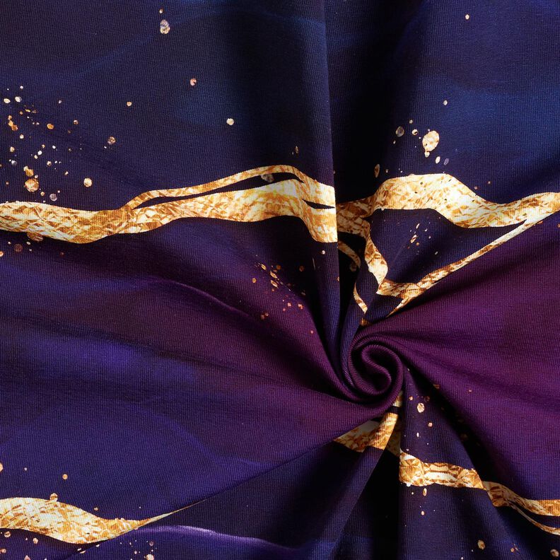 Puuvillajersey Dreamy Marble | Glitzerpüppi  – punalila/vanhakulta,  image number 3