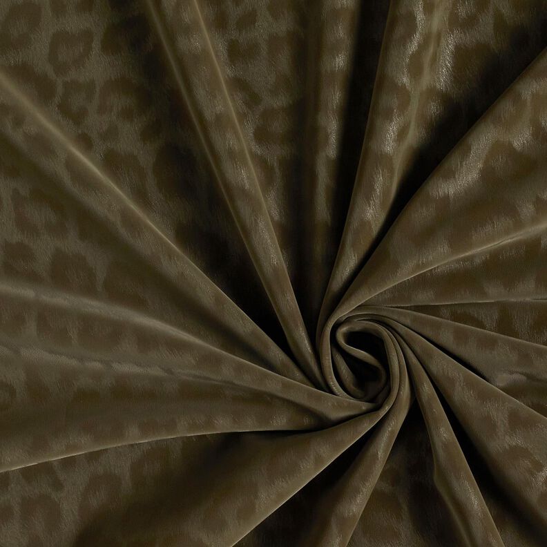 Pinnoitettu housukangas harjatulla leopardikuviolla – khaki,  image number 3