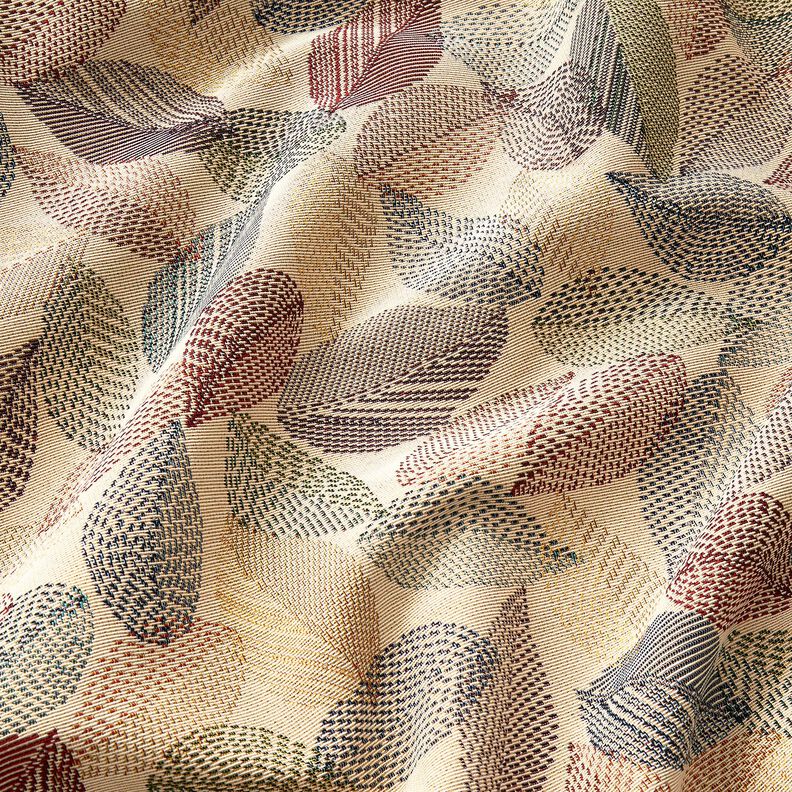 Sisustuskangas Gobeliini Lehtiluonnokset &ndash; vaalea beige/vihre&auml;,  image number 2