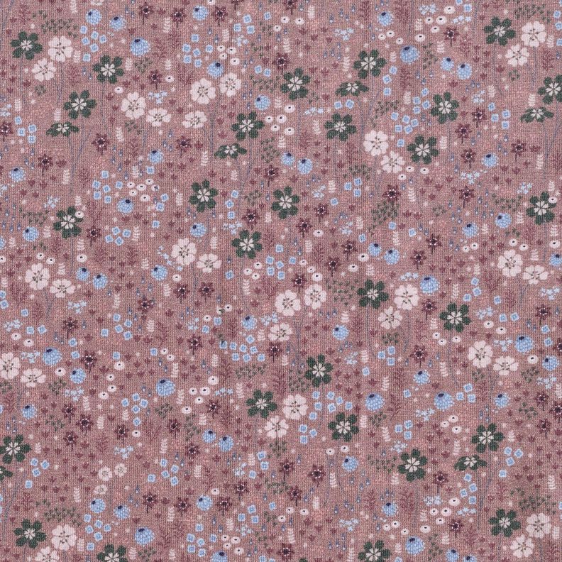 Puuvillajersey Metsäkukkaniitty Digitaalipainatus – tumma vanharoosa,  image number 1