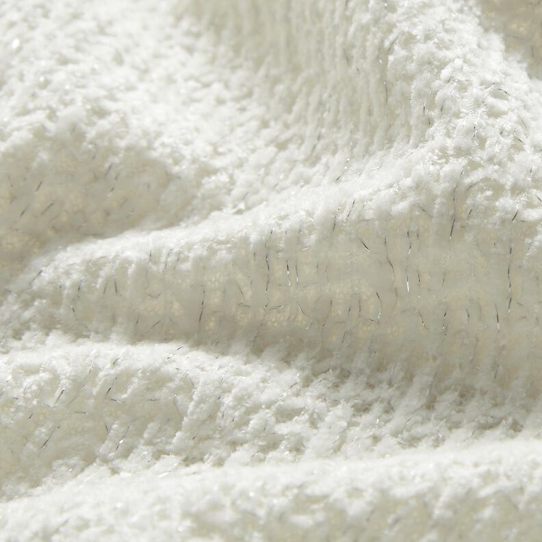Chenille Neulejacquard Kimalle – norsunluu/hopea metallic,  image number 2