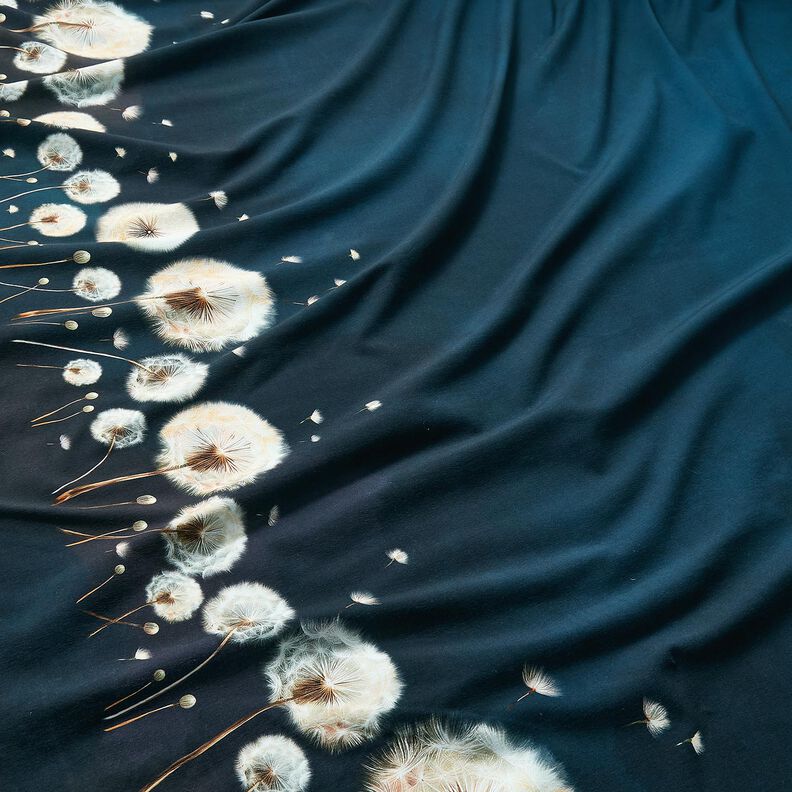 Puuvillajersey Voikukat Reunuskangas | Glitzerpüppi – sinimusta/manteli,  image number 2