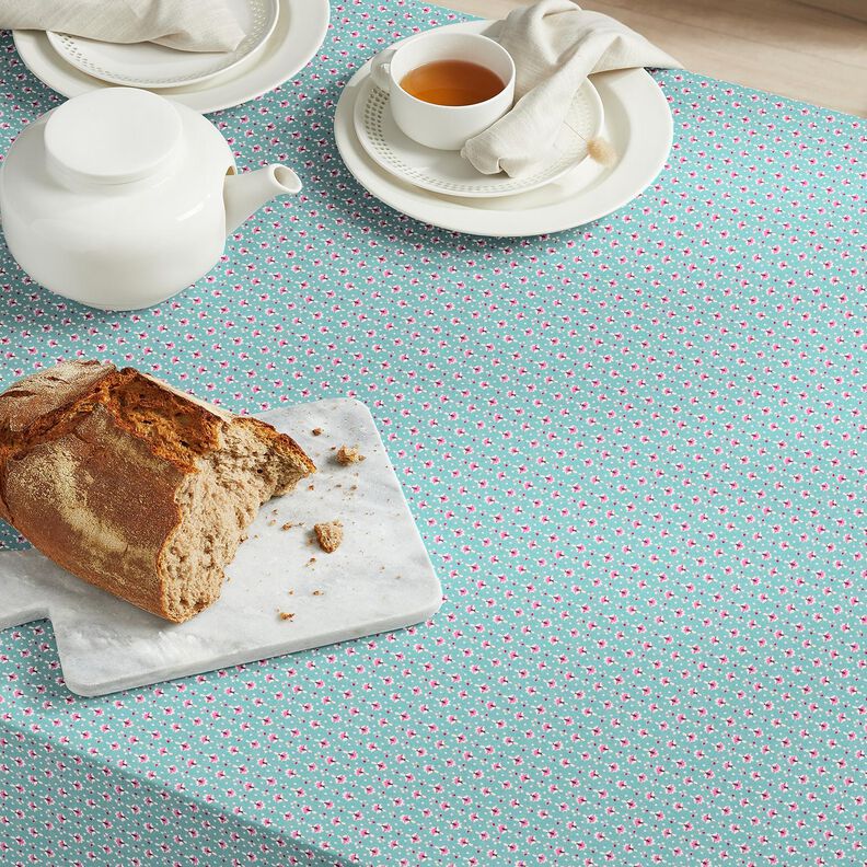 Puuvillakangas Popliini Pienet koristeet – mintunvihreä/pastellinvioletti – minttu/pastellivioletti,  image number 7