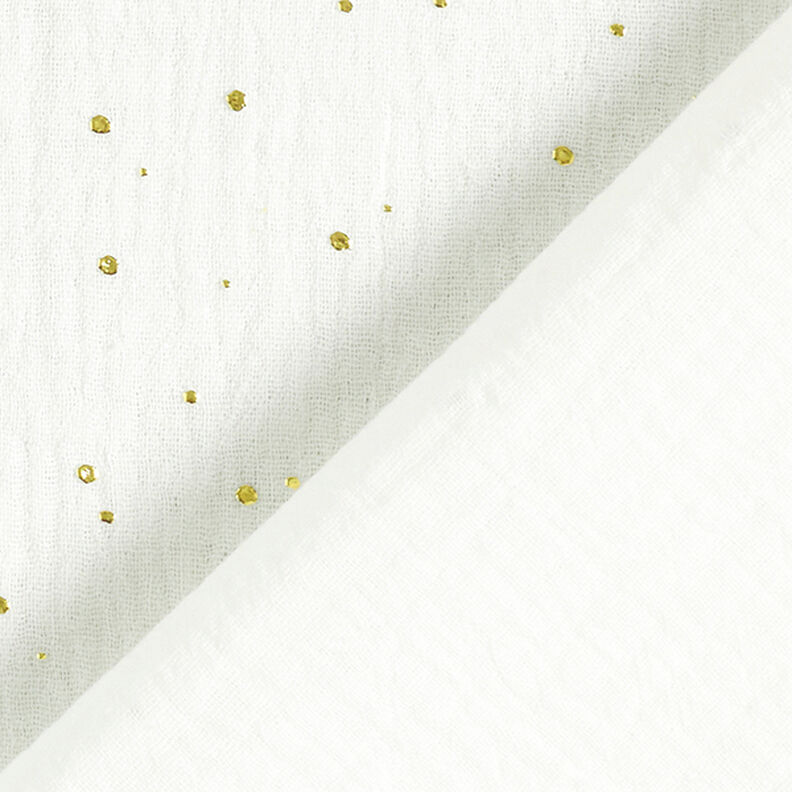 Puuvillamusliini sirotellut kultapilkut – valkoinen/kulta,  image number 4