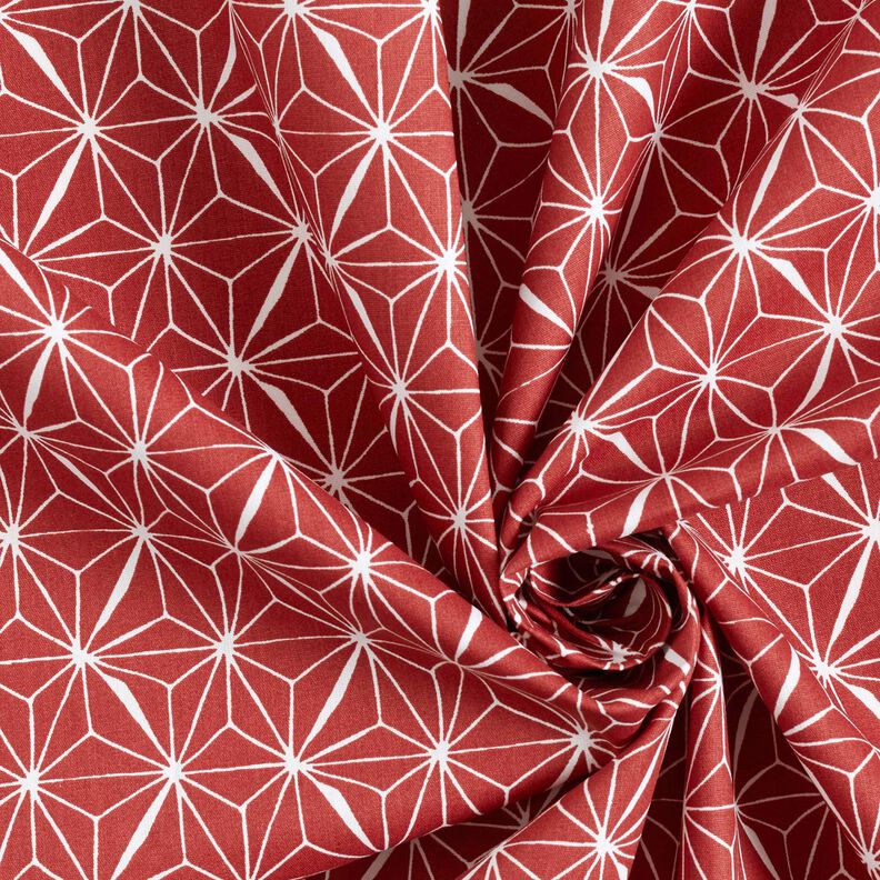 Pinnoitettu puuvilla Graafiset tähdet – karmiininpunainen/valkoinen,  image number 4